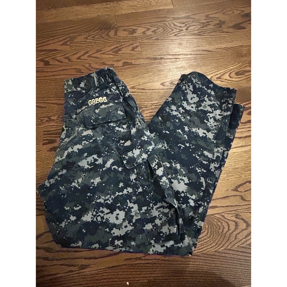 NAVY USN SMALL REGULAR TROUSER WORKING UNIFORM PANTS BLUE DIGITAL USGI "GREGG" - Picture 2 of 11